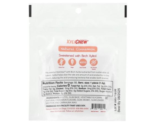 XyliDENT, Xylichew, Natural Cinnamon, 50 Pieces, 2.29 oz (65 g)