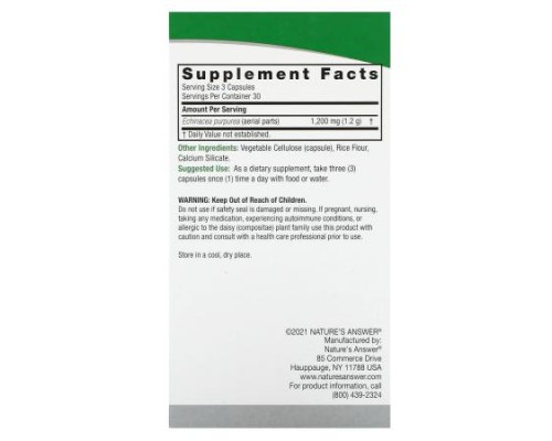 Nature's Answer, Echinacea, 90 Vegetarian Capsules (400 mg per Capsule)