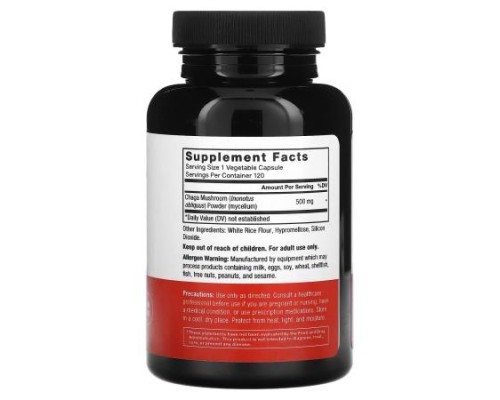 Force Factor, Chaga, 500 mg, 120 Vegetable Capsules Force Factor, Chaga, 500 mg, 120 Vegetable Capsules