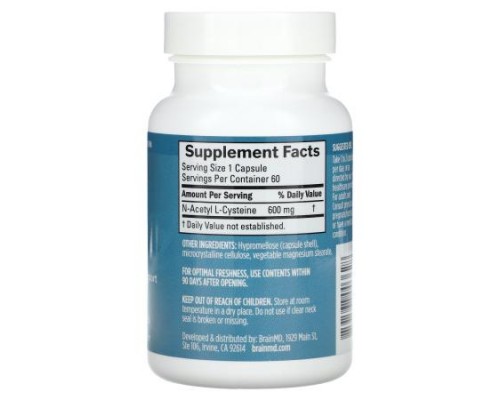 BrainMD, NAC, 600 mg, 60 Vegan Capsules BrainMD, NAC, 600 mg, 60 Vegan Capsules