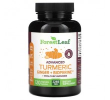 Forest Leaf, Advanced Turmeric Ginger + Bioperine, 120 Vegetable Capsules