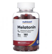 Nutricost, Melatonin, Strawberry, 5 mg, 180 Gummies