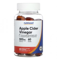 Nutricost, Apple Cider Vinegar Gummies, Apple, 500 mg, 60 Gummies