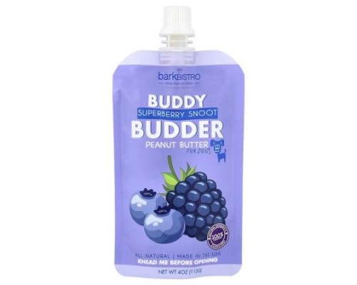 Bark Bistro, Buddy Budder, Peanut Butter, For Dogs, Superberry Snoot, 4 oz (113 g) Bark Bistro, Buddy Budder, Peanut Butter, For Dogs, Superberry Snoot, 4 oz (113 g)