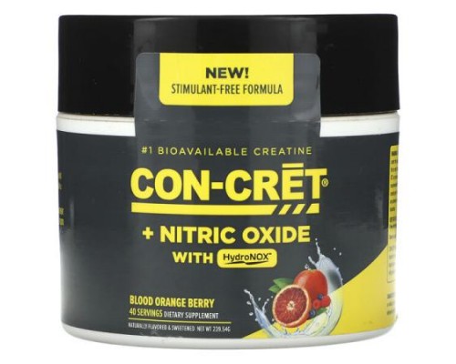 Con-Cret, +Nitric Oxide With HydroNOX, Blood Orange Berry, 239.54 g Con-Cret, +Nitric Oxide With HydroNOX, Blood Orange Berry, 239.54 g