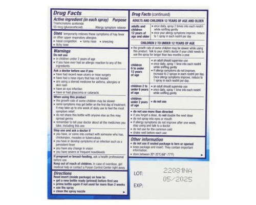 Nasacort, Multi-Symptom Allergy 24 HR, Alcohol Free, Scent-Free, 55 mcg, 60 Sprays , 0.37 fl oz (10.8 ml) Nasacort, Multi-Symptom Allergy 24 HR, Alcohol Free, Scent-Free, 55 mcg, 60 Sprays , 0.37 fl oz (10.8 ml)