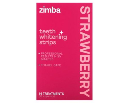 Zimba, Teeth Whitening Strips, Strawberry, 14 Treatments Zimba, Teeth Whitening Strips, Strawberry, 14 Treatments