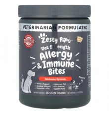 Zesty Paws, Vet Strength Allergy & Immune Bites, For Dogs, All Ages, Smoked Cheese, 90 Soft Chews, 12.6 oz (360 g)