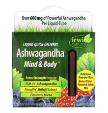 Irwin Naturals, Ashwagandha Mind & Body, Berry-Citrus, 10 Liquid-Tubes, 3.38 fl oz (100 ml)