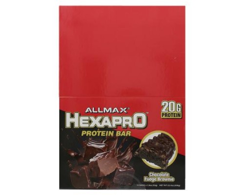 ALLMAX, Hexapro™, Protein Bar, Chocolate Fudge Brownie, 12 Bars, 1.9 oz (53 g) Each ALLMAX, Hexapro™, Protein Bar, Chocolate Fudge Brownie, 12 Bars, 1.9 oz (53 g) Each