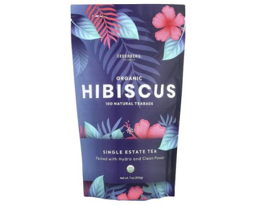 Cederberg Tea Co, Organic Hibiscus, Caffeine Free, 100 Natural Tea Bags, 7 oz (200 g)