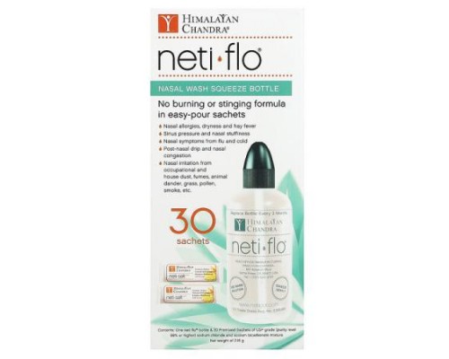 Himalayan Chandra, Nasal Wash Squeeze Bottle with Neti Salt Saches, 2.16 g