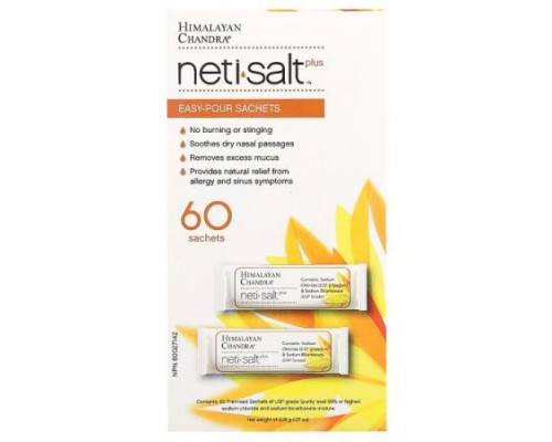 Himalayan Chandra, Neti Salt Plus, Easy-Pour Sachets , 60 Sachets, 0.07 oz (2.16 g)