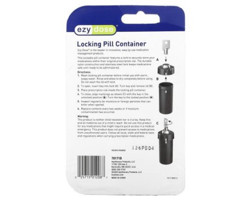 Ezy Dose, Locking Pill Container, 1 Set Ezy Dose, Locking Pill Container, 1 Set