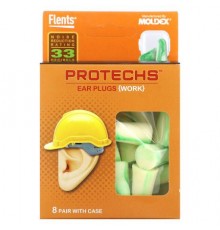 Flents, Protechs, Work Ear Plugs, 8 Pair with Case