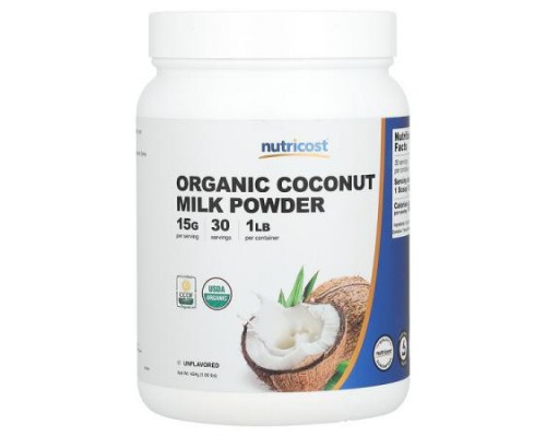 Nutricost, Organic Coconut Milk Powder, Unflavored, 1 lbs (454 g) Nutricost, Organic Coconut Milk Powder, Unflavored, 1 lbs (454 g)