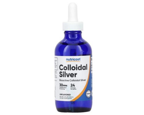 Nutricost, Colloidal Silver, Unflavored, 30 PPM, 4 fl oz (118 ml)
