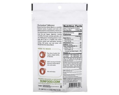 Sunfood, Simple Nutrition, Green Blend, 4 oz (113 g)