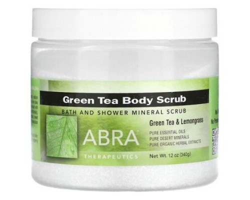 Abra Therapeutics, Green Tea Body Scrub, Green Tea & Lemongrass, 12 oz (340 g) Abra Therapeutics, Green Tea Body Scrub, Green Tea & Lemongrass, 12 oz (340 g)