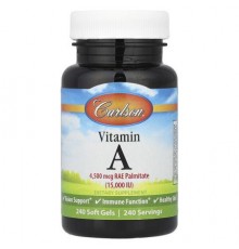 Carlson, Vitamin A, 4,500 mcg RAE (15,000 IU), 240 Soft Gels