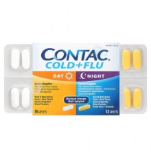 Contac, Cold + Flu, Day/Night, 28 Caplets