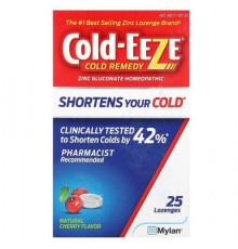 Cold Eeze, Cold Remedy, Zinc Gluconate Homeopathic, Natural Cherry, 25 Lozenges