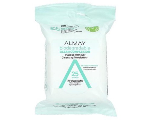 Almay, Makeup Remover Cleansing Towelettes, With Witch Hazel, 25 Wipes Almay, Makeup Remover Cleansing Towelettes, With Witch Hazel, 25 Wipes