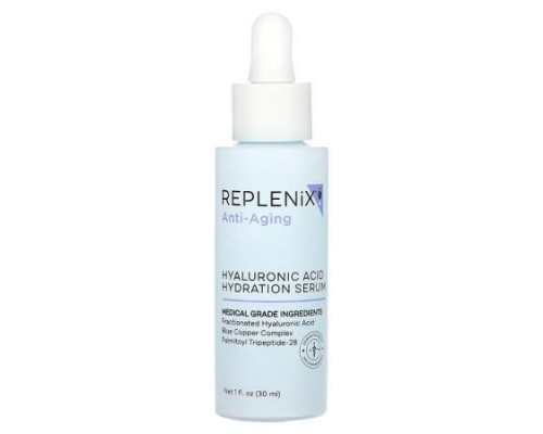 Replenix, Anti-Aging, Hyaluronic Acid Hydration Serum, Fragrance Free, 1 fl oz (30 ml)