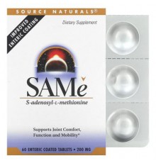 Source Naturals, SAMe S-Adenosyl-L-Methionine, 200 mg, 60 Enteric Coated Tablets