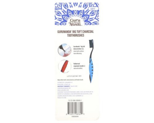 GuruNanda, Big Tuft Charcoal Toothbrushes, Soft , 6 Toothbrushes GuruNanda, Big Tuft Charcoal Toothbrushes, Soft , 6 Toothbrushes