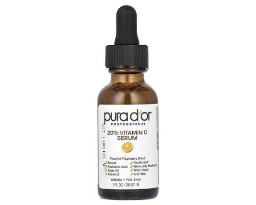Pura D'or, Professional, 20% Vitamin C Serum, 1 fl oz (29.57 ml)