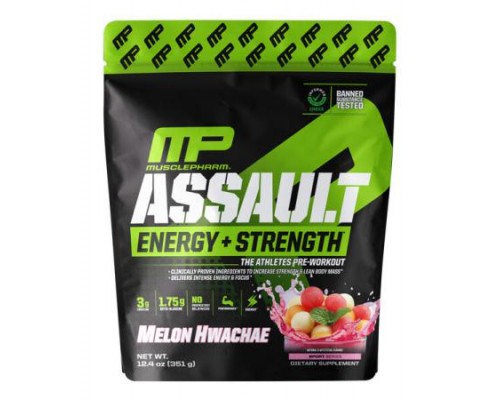 MusclePharm, Assault Energy + Strength, Pre-Workout, Melon Hwachae, 12.4 oz (351 g) MusclePharm, Assault Energy + Strength, Pre-Workout, Melon Hwachae, 12.4 oz (351 g)
