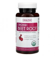 Healths Harmony, Organic Beet Root With Organic Black Pepper, 60 Tablets
