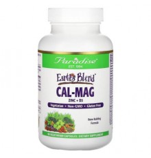 Paradise Herbs, Earth's Blend, Cal-Mag Zinc + D3, 90 Vegetarian Capsules