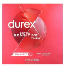 Durex, Extra Sensitive Thin, Regular Fit, 42 Latex Condoms