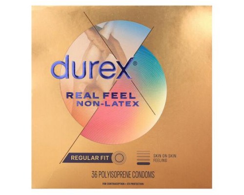 Durex, Real Feel Non-Latex, Regular Fit, 36 Polyisoprene Condoms Durex, Real Feel Non-Latex, Regular Fit, 36 Polyisoprene Condoms