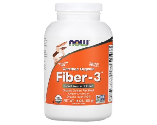 NOW Foods, Certified Organic, Fiber-3, Powder, 16 oz (454 g) NOW Foods, Certified Organic, Fiber-3, Powder, 16 oz (454 g)