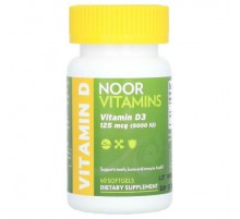Noor Vitamins, Vitamin D3, 125 mcg (5,000 IU), 60 Softgels