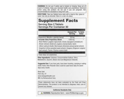BodyGold, Parazide Clenz, 60 Tablets BodyGold, Parazide Clenz, 60 Tablets