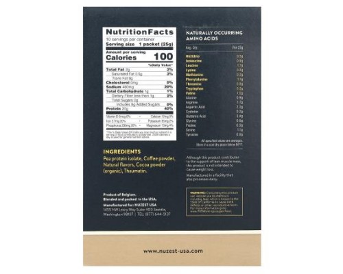 Nuzest, Clean Lean Protein, Real Coffee, 10 Packets, 0.9 oz (25 g) Each
