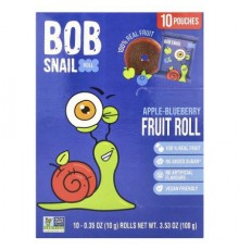 Bob Snail, Fruit Roll, Apple-Blueberry, 10 Pouches, 0.35 oz (10 g) Each
