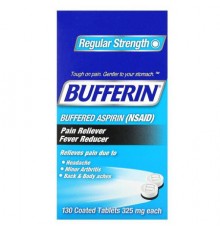 Bufferin, Buffered Aspirin (NSAID), Regular Strength, 130 Coated Tablets (325 mg per Tablet)