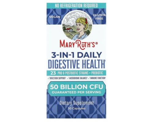 MaryRuth's, 3-In-1 Daily Digestive Health, 50 Billion CFU, 30 Capsules MaryRuth's, 3-In-1 Daily Digestive Health, 50 Billion CFU, 30 Capsules