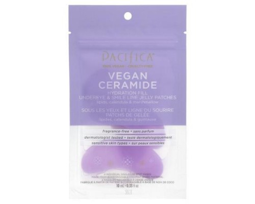 Pacifica, Vegan Ceramide, Hydration Fill Undereye & Smile Line Jelly Patches, Fragrance-Free, 4 Patches, 0.33 fl oz (10 ml) Pacifica, Vegan Ceramide, Hydration Fill Undereye & Smile Line Jelly Patches, Fragrance-Free, 4 Patches, 0.33 fl oz (10 ml)