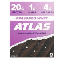 Atlas Bar, Grass-Fed Whey Protein Bar, Dark Chocolate Almond, 12 Bars, 1.9 oz (54 g) Each