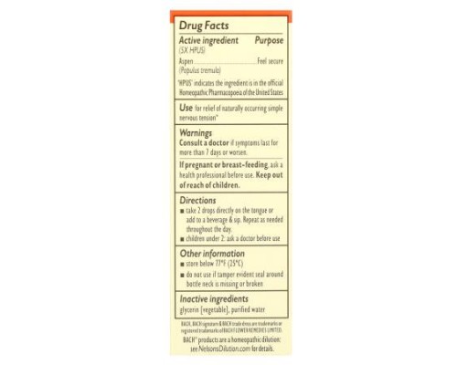 Bach, Original Flower Remedies, Aspen, 0.35 fl oz (10 ml)