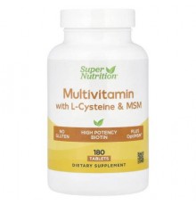 Super Nutrition, Multivitamins with L-Cysteine, MSM, Vitamin A, and Biotin, 180 Tablets