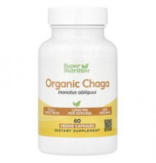 Super Nutrition, Organic Chaga Mushroom, 1 g, 60 Veggie Capsules (0.5 g Per Capsule)