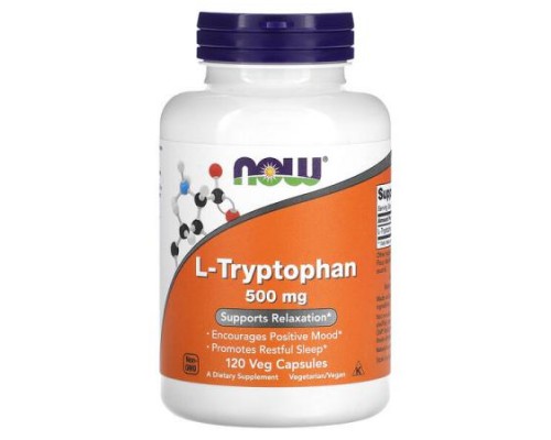 NOW Foods, L-Tryptophan, 500 mg, 120 Veg Capsules NOW Foods, L-Tryptophan, 500 mg, 120 Veg Capsules