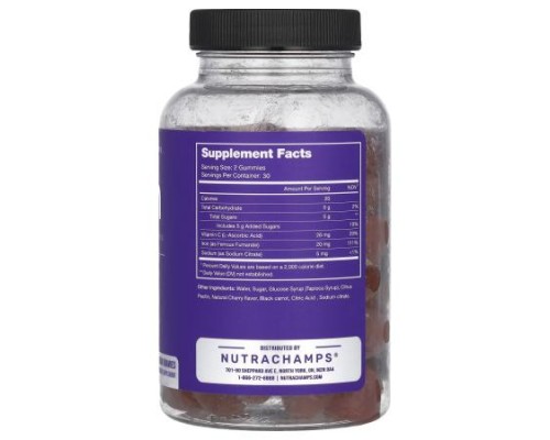 NutraChamps, Iron Gummies, Enhanced with Vitamin C, Natural Berry, 60 Vegan Gummies